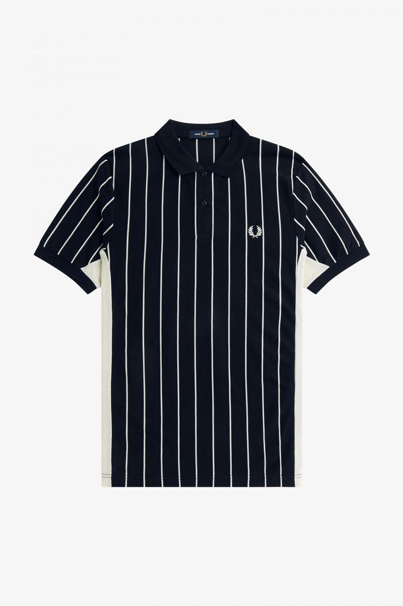 Navy Fred Perry Refined Pinstripe Polo Men's Shirts | PH 1524MQZA